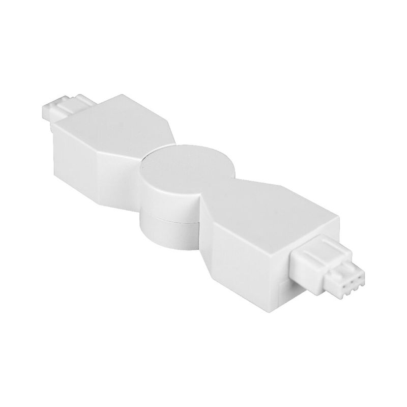 Conector flexible lateral 240° para lineales LED ultra slim blanco Tecnolite, vista frontal del dispositivo plástico
