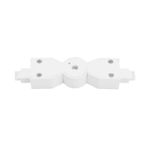 Conector flexible lateral 240° para lineales LED ultra slim blanco Tecnolite, vista superior con tornillos de fijación