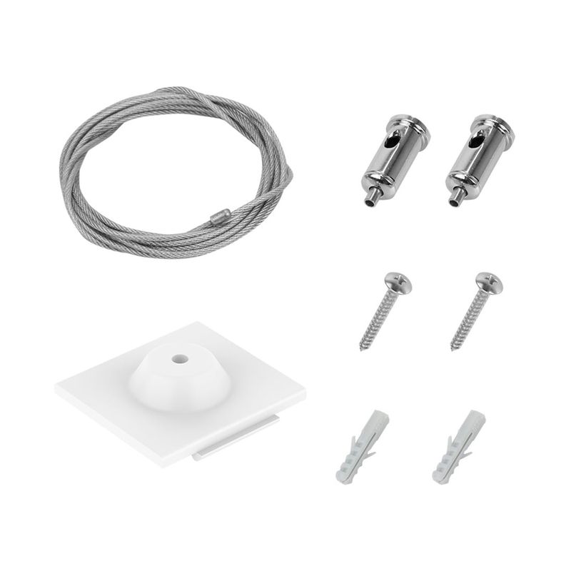 Accesorios para suspender 1 m p/lineales LED ultra slim blanco Tecnolite, kit con cable de acero, tornillos y soporte