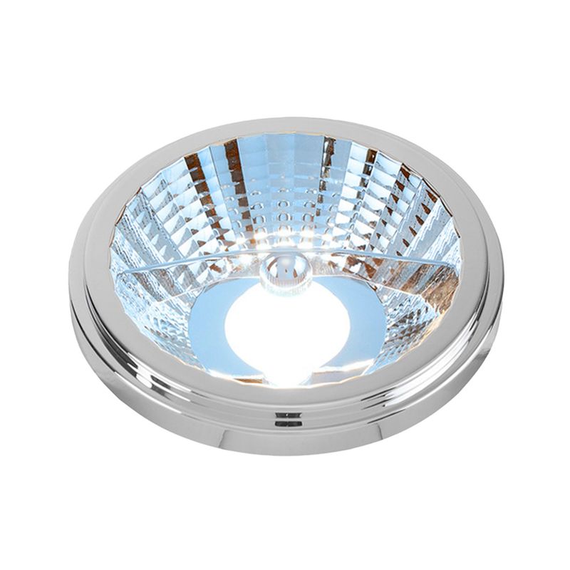Bombilla LED Helium II 15 W 6500 K G53 1350 lm Tecnolite, vista superior del reflector con acabado aluminio y lente facetada