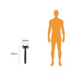 Mini poste Lebreles II 2L GU10 12W IP54 negro Tecnolite, gráfico de dimensiones con silueta humana para escala de tamaño