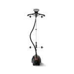 Vaporizador de pedestal vertical 1.5 L Oster, equipo completo en color negro visto de frente sobre fondo blanco