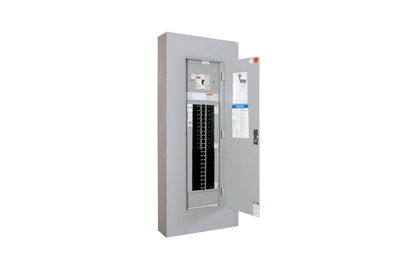 Kit de conector P Main PD2 para PRL1X y PRL2X 3 polos 225 A Max CH Eaton, tablero eléctrico gris con puerta abierta