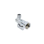 Llave de ángulo de vuelta Genebre de 1/2 pulgadas x UNEF 9/16, vista lateral en acabado cromado resaltando la brida