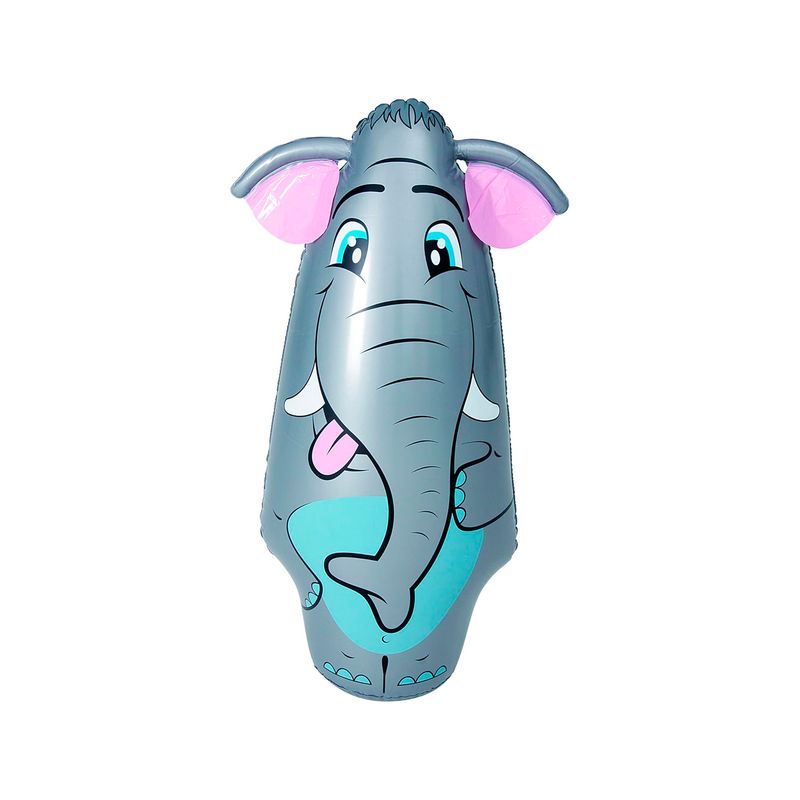 Juguete de boxeo inflable 89 cm f. animales surtido Bestway, diseño de elefante gris con orejas y lengua rosa
