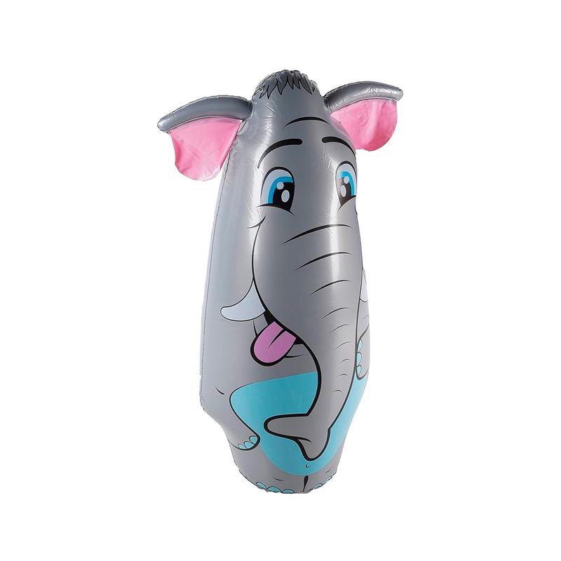 Juguete de boxeo inflable 89 cm F. Animales surtido Bestway, diseño de elefante gris con orejas y lengua rosadas