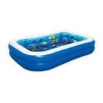 Piscina inflable rectangular Family Pool Aventura Submarina 2.62 x 1.75 x 0.51 m Bestway, vista diagonal en color azul