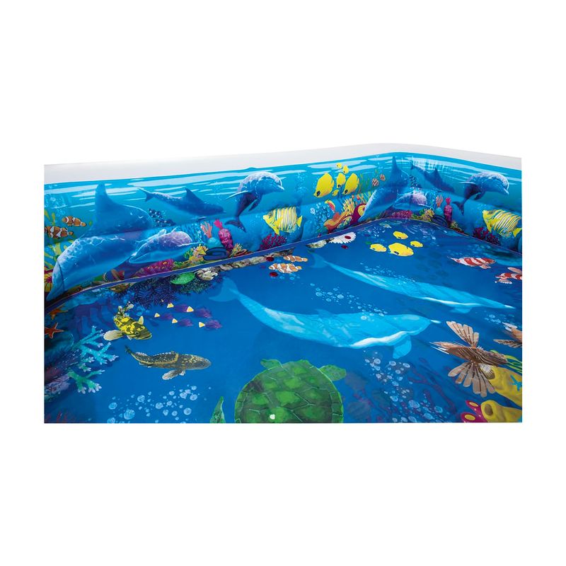Piscina inflable rectangular Family Pool Aventura Submarina 2.62 x 1.75 x 0.51 m Bestway, vista cenital del interior decorado