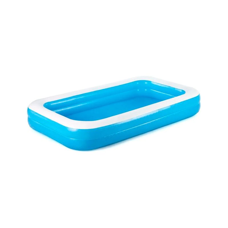 Piscina inflable rectangular Family Pool 3.05 x 1.83 x 0.46 m azul Bestway, vista aérea en ángulo desde la esquina