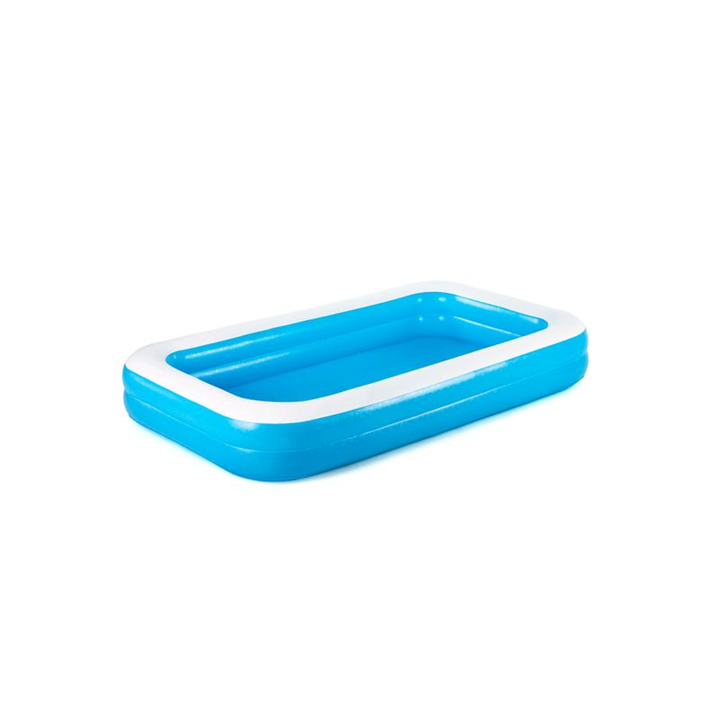 Piscina inflable rectangular Family Pool 3.05 x 1.83 x 0.46 m azul Bestway, vista diagonal sobre fondo blanco