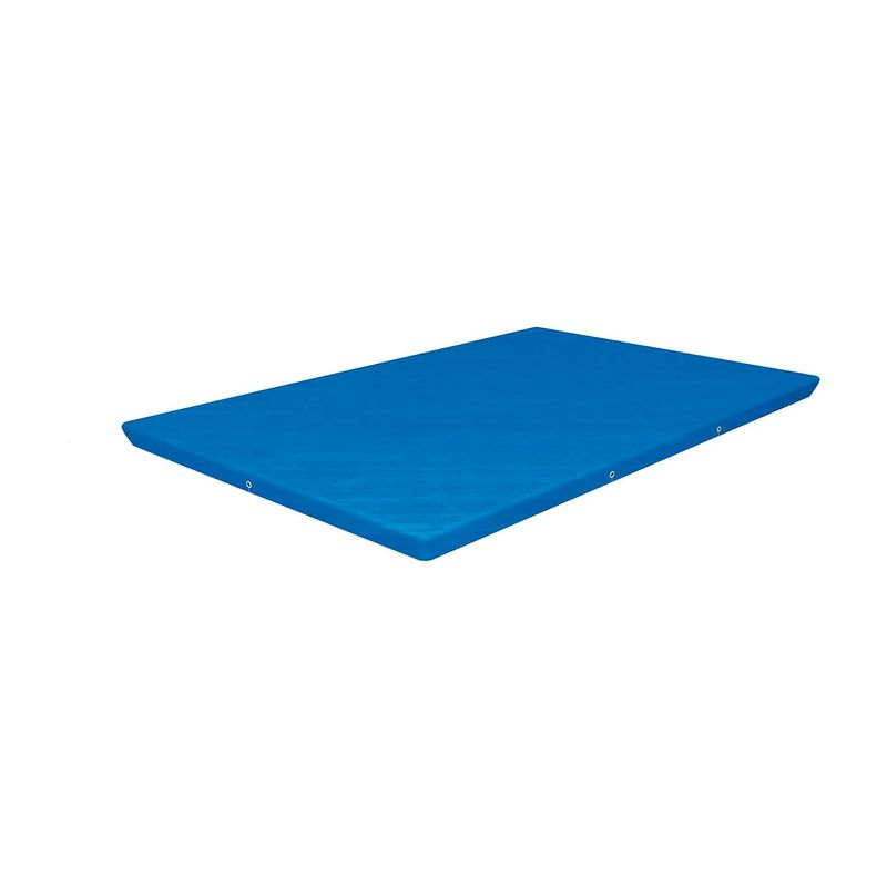 Lona protectora para piscina rectangular 3.00 x 2.01 m Bestway, vista diagonal en color azul con ojales laterales