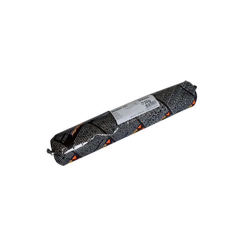 Sellador adhesivo Sikaflex-221 negro C16/20 UP600 salchicha Sika, empaque cilíndrico negro con etiqueta blanca