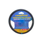 Forro de volante 45 cm XL camión Goodyear, vista frontal del producto en su empaque circular azul y amarillo