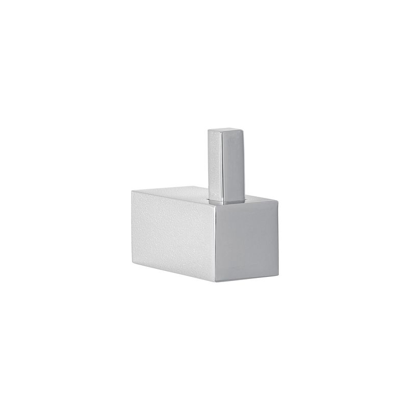 Gancho sencillo para toallas 4.5 x 4 cm cromo Foset, vista en ángulo del accesorio metálico de forma cuadrada