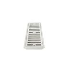 Coladera rectangular antideslizante Carmiol 2-130x305 mm aluminio, vista cenital de la rejilla con ranuras horizontales