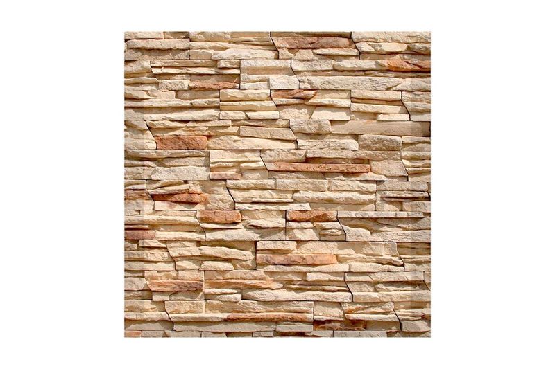Piedra Carolina Ónix plana Perdura Stone, vista frontal de revestimiento decorativo con texturas irregulares en tonos beige