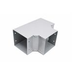 Tee horizontal para ducto metálico 6x6x90 Sylvania, vista desde arriba y lateral del accesorio en metal galvanizado