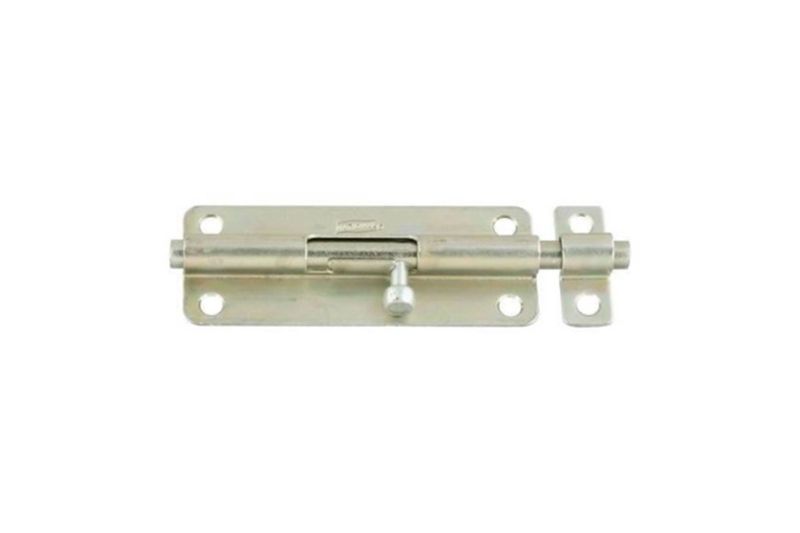 Pasador recto National Hardware de 5 pulgadas zinc uso pesado, vista frontal sobre fondo blanco