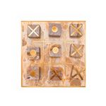 Adorno decorativo equis/cero 22.5x22.5x4 cm Concepts, vista frontal del tablero de mármol con piezas doradas