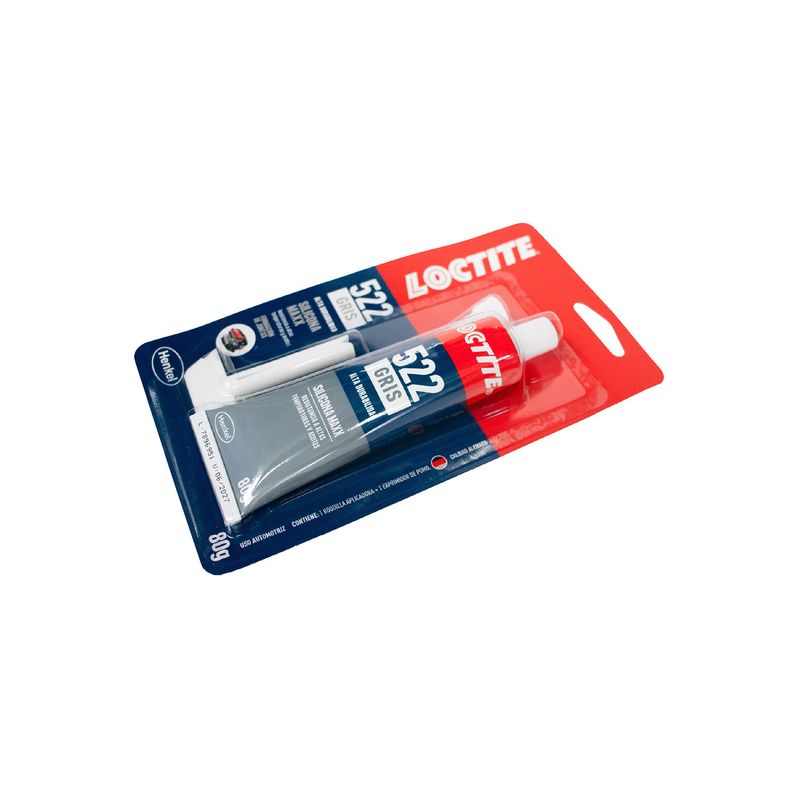 Silicón RTV SI 522 Superflex Maxx 80 g gris Loctite, tubo blanco en empaque blister con tarjeta roja y azul