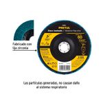 Disco laminado 7 pulgadas grano 60 Pretul, vista frontal del disco azul con etiqueta amarilla y texto informativo