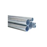 Tubo EMT UL Conduit de 1 x 10 pies Conduit, grupo de tubos metálicos plateados apilados en vista diagonal