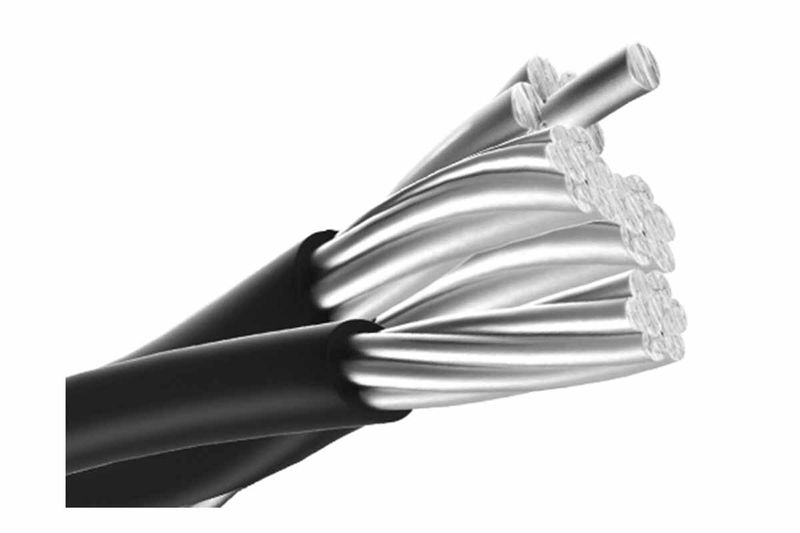 Cable de aluminio multiplex ACSR para acometida secundaria 4x3/0 AWG 180 amp Viakon, detalle de conductores trenzados