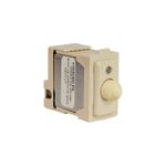 Dimmer sencillo 500 W con soporte blanco 127 V Bticino, vista lateral del dispositivo con perilla y etiqueta técnica