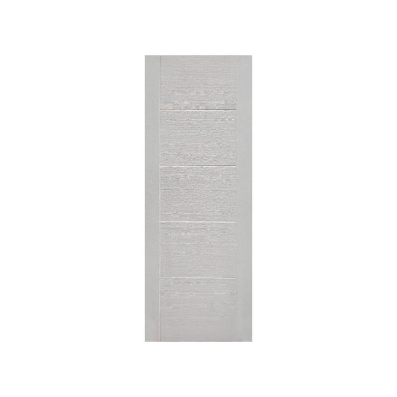 Puerta Amparo Fibran 70 cm x 2.10 m texturizada sin pintar base blanca Puertas Globales, vista frontal completa