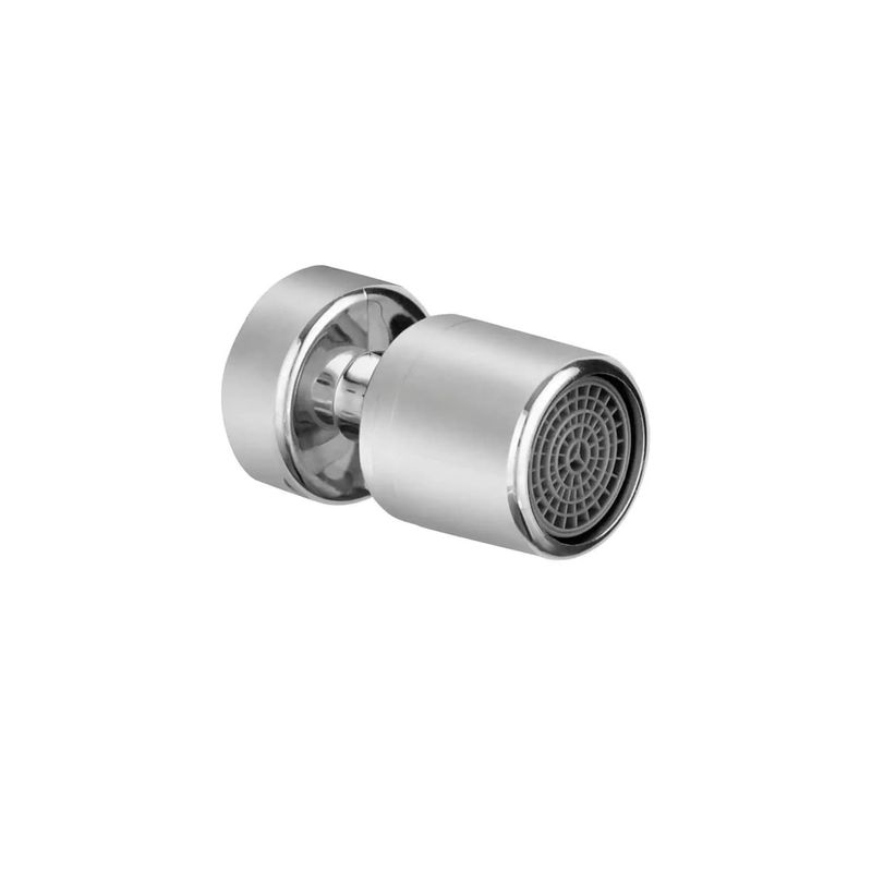 Llave para pantry monomando de palanca cromo Sinsa, primer plano del aireador cromado con rejilla circular