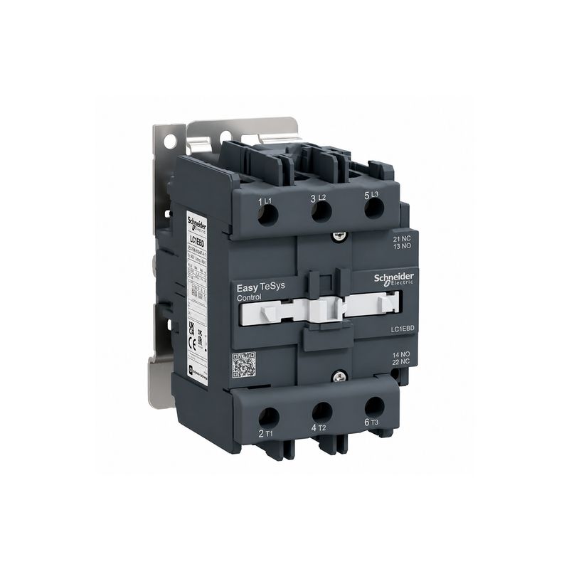 Contactor 3P 80A 220VAC Square D, vista frontal del dispositivo eléctrico gris con terminales de conexión marcadas