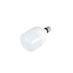 Bombillo LED T140 E27 50 W 6500 K con convertidor de rosca a E40 Ecomax, vista lateral del cuerpo blanco y base metálica