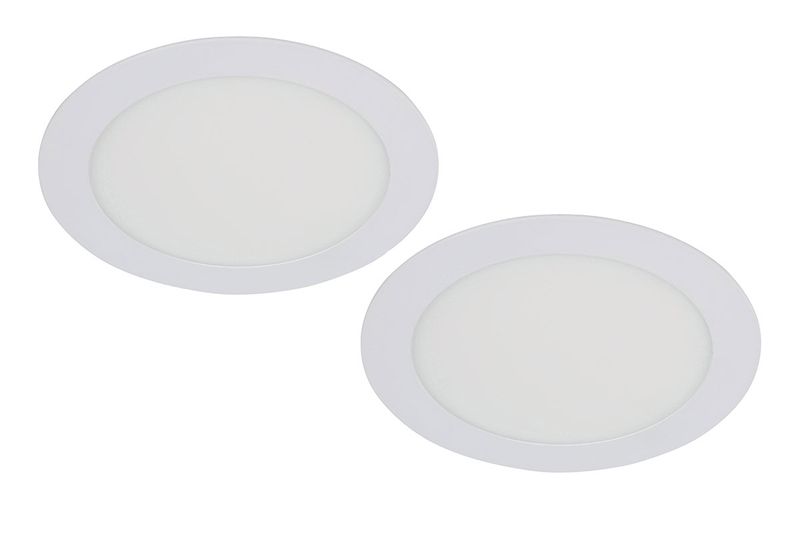 Luminaria empotrable redonda 2 pack 12 W 6000 K blanca General Lighting, dos unidades vistas desde arriba