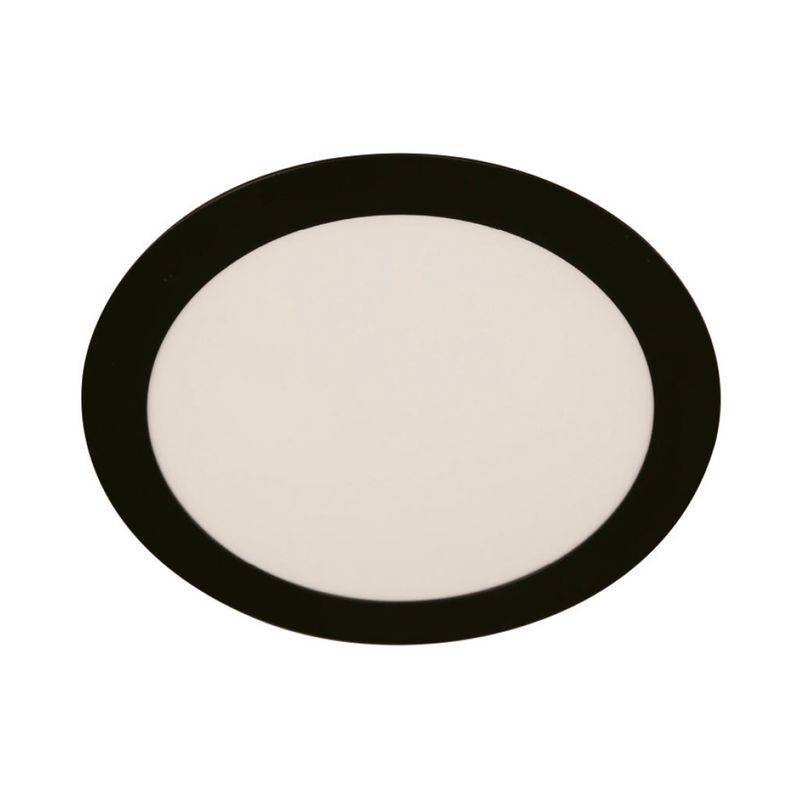 Luminaria empotrable redonda 18 W 6000K negro General Lighting, vista frontal del panel circular con borde negro