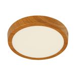 Luminaria de sobreponer redonda 18 W 6000 K madera General Lighting, vista frontal con acabado de madera y difusor blanco
