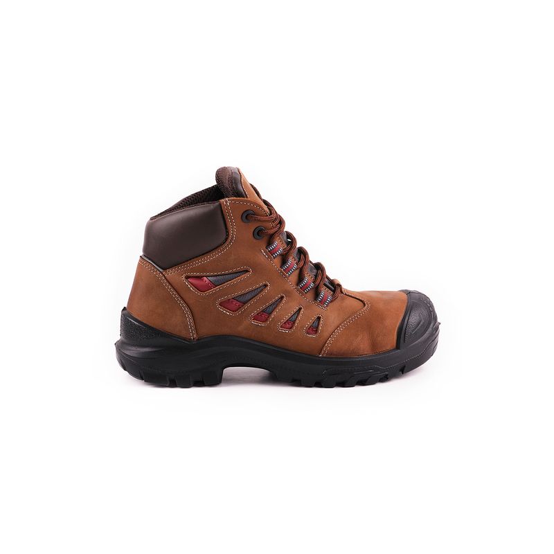 Bota seguridad dieléctrica café Rhino mod 66215 #41, vista lateral completa sobre fondo blanco