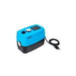 Bomba presurizadora inteligente 1/4 HP 4 en 1 Rotoplas, vista diagonal del equipo azul y negro con cable de alimentación