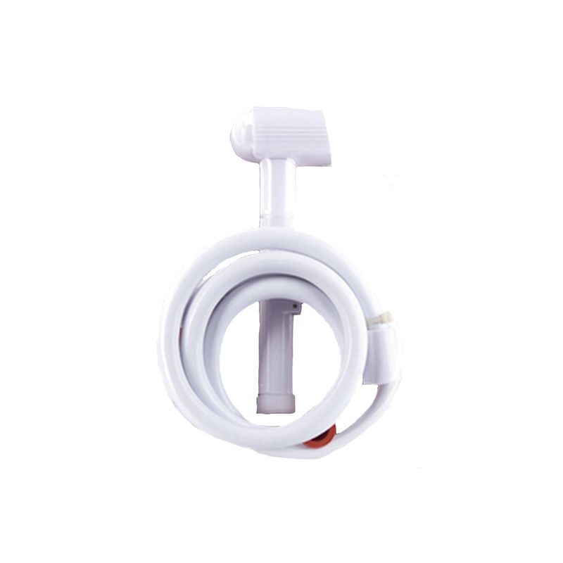 Kit cabeza de ducha para bidé con manguera 1 f blanca Ace, vista frontal del equipo completo y manguera enrollada