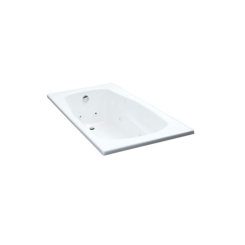 Bañera American Standard blanca Williow hidromasaje con desagüe, vista diagonal superior sobre fondo blanco