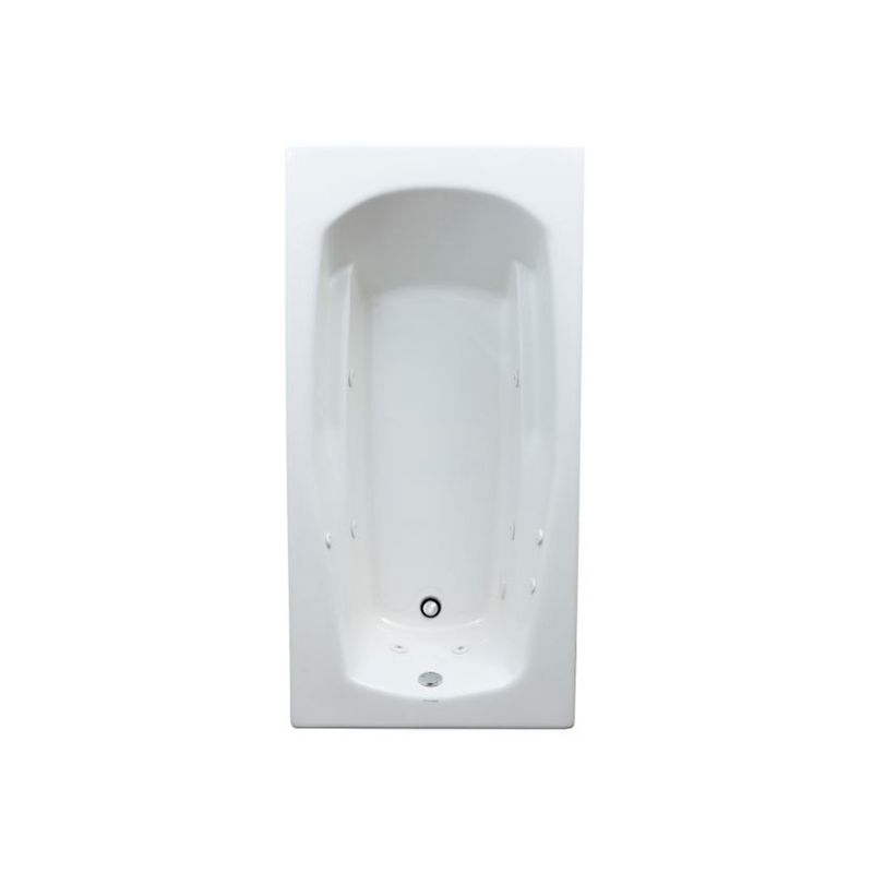 Bañera American Standard blanca Williow hidromasaje con desagüe, vista cenital del interior blanco y sus jets