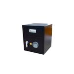Caja de seguridad digital con buzón 40 x 35 x 35 cm Yale, vista en ángulo del equipo negro con teclado digital y manija