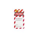 Tarjeta de bloqueo LOTO PVC Yale, vista frontal de la etiqueta roja y blanca con texto de peligro y espacios para datos