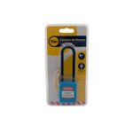 Candado dieléctrico nylon 76 mm azul Yale, empaque plástico con detalles de accesorios y llave