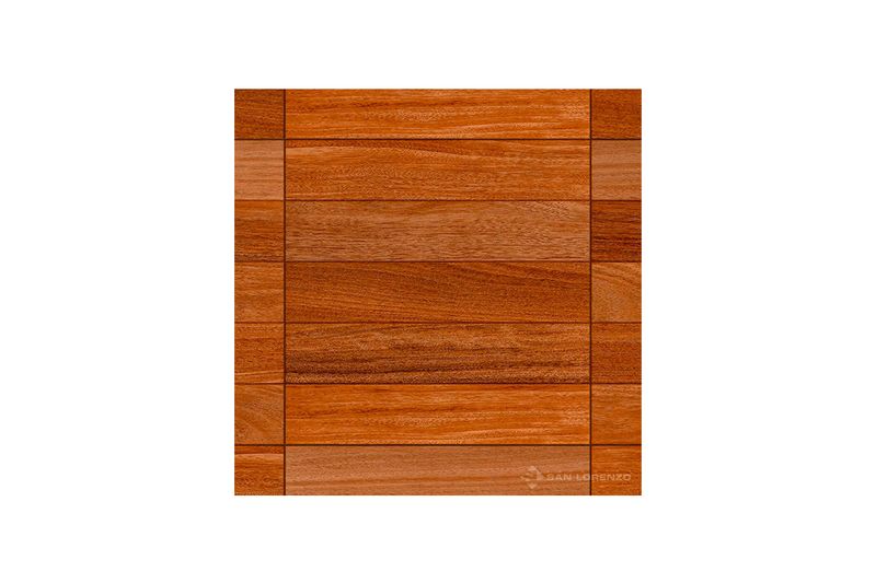 Baldosa 45x45 Cumaru geométrico madera miel mate San Lorenzo, vista frontal detallada de la textura y veta de madera