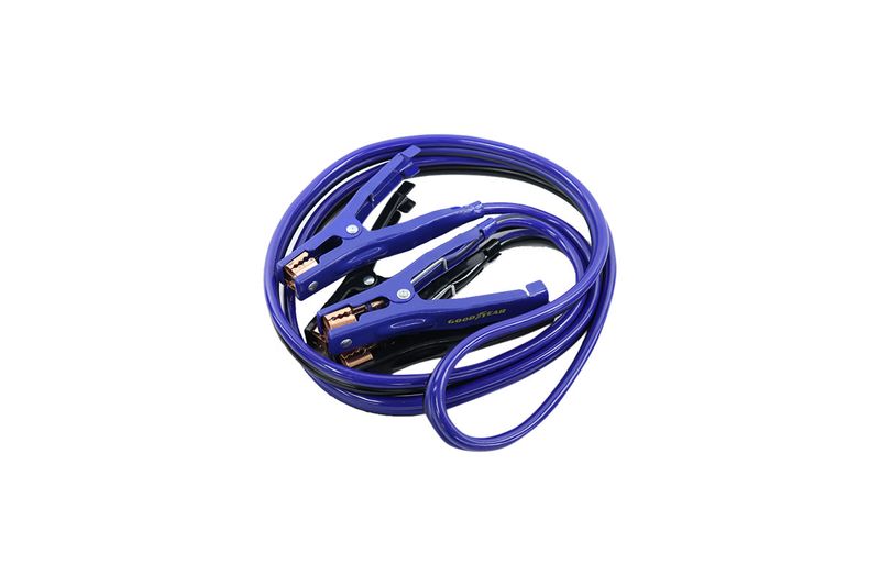 Cable pasa corriente para auto 500 amp amarillo y negro Goodyear, cables enrollados con pinzas de color azul