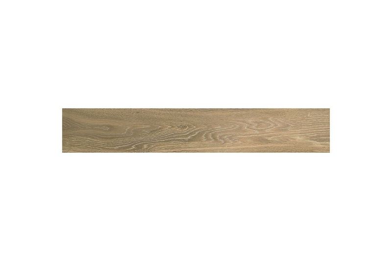 Baldosa 20x120 Legend Brown Rect 1A Daltile, vista frontal de la pieza con textura de veta de madera