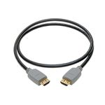 Cable HDMI 1 metro 4K 60Hz alta sujeción Tripp Lite, cable negro enrollado con conectores grises y puntas doradas