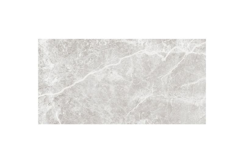 Porcelanato 60x120 At.Stone Pearl Mármol Pamesa, vista frontal de la pieza con vetas blancas y grises claras