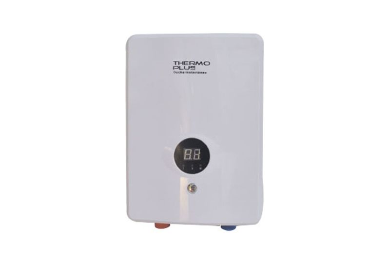 Calentador tipo ducha de 7.2 kW eléctrico Thermo Plus 240V Thermo Solutions, vista frontal blanca con pantalla digital