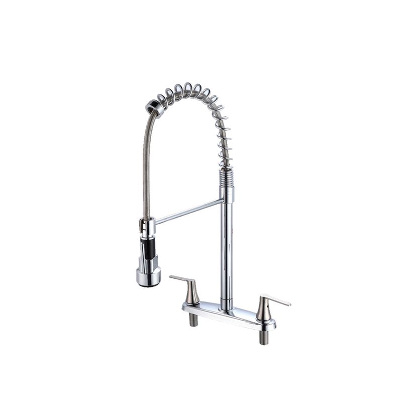 Llave para pantry 8 pulgadas doble manijas cuello extraíble cromo Sinsa, vista frontal completa del grifo